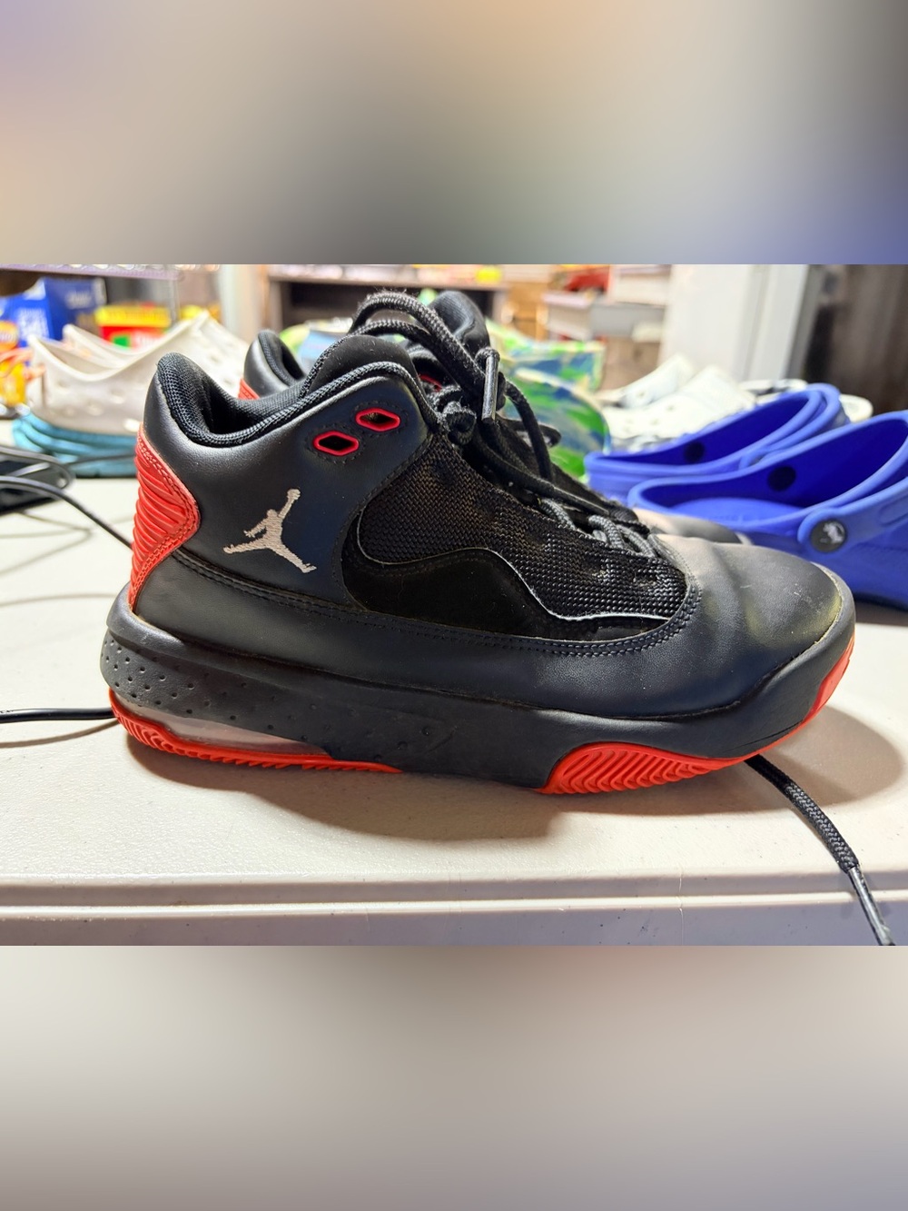 Jordan Max Aura 2 Black Red Basketball Shoes Youth 4Y CN8094-006